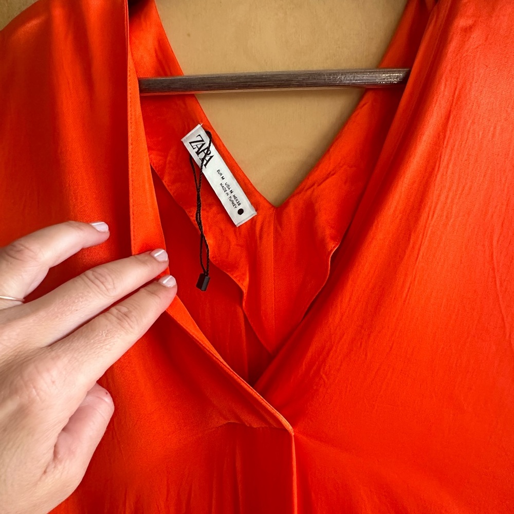 bright orange silk dress - Picture 2 of 2